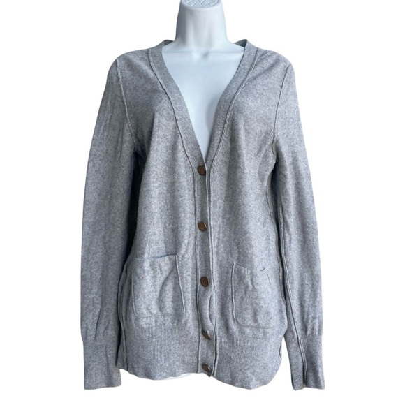 SEE By CHLOE Visible Seam Cashmere Angora Blend Cardigan 6 Gray V-neck Sweater - Picture 1 of 4